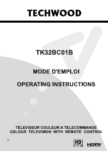 Mode d’emploi Techwood TK32BC01B Téléviseur LCD