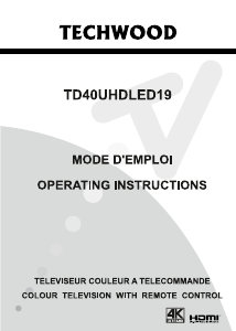 Manual Techwood TD40UHDLED19 LCD Television