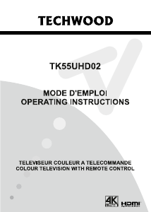 Mode d’emploi Techwood TK55UHD02 Téléviseur LCD