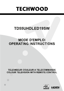 Mode d’emploi Techwood TD55UHDLED19SW Téléviseur LCD