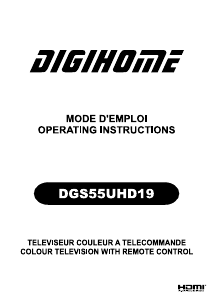 Mode d’emploi Digihome DGS55UHD19 Téléviseur LCD