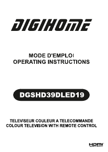 Mode d’emploi Digihome DGSHD39DLED19 Téléviseur LCD