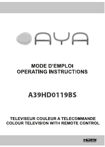 Mode d’emploi AYA A39HD0119BS Téléviseur LCD