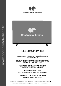 Manuale Continental Edison CELED554K0119B3 LED televisore