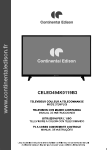 Mode d’emploi Continental Edison CELED494K0119B3 Téléviseur LED