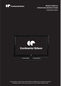 Manual Continental Edison CE62LED215SD3 LED Television