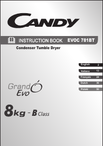 Manuale Candy EVOC 781BT-47 Asciugatrice