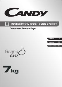 Manuale Candy EVOC 770NBT-84 Asciugatrice