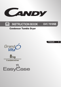Mode d’emploi Candy GVC 7810NB-47 Sèche-linge