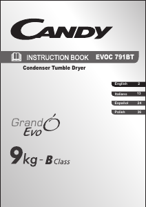 Manuale Candy EVOC 791BT-S Asciugatrice