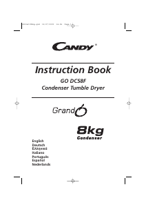 Manual Candy GO DC 58F-47S Máquina de secar roupa