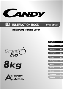 Bruksanvisning Candy EVOC 981AT-01 Torktumlare