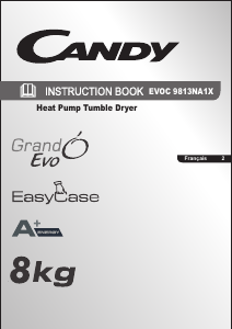Mode d’emploi Candy EVOC 9813NA1X-47 Sèche-linge
