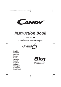 Manual Candy GO DC 18-37S Máquina de secar roupa