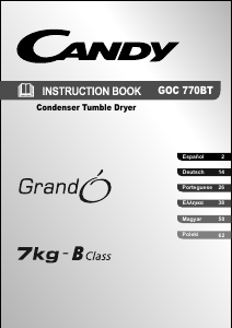 Manual Candy GOC 770BT-S Máquina de secar roupa