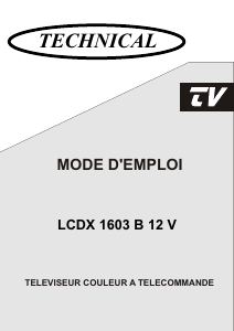 Mode d’emploi Technical LCDX1603B12V Téléviseur LCD