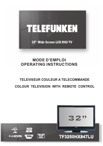 Manual Telefunken TF3250HX847LU LCD Television