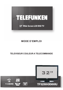 Mode d’emploi Telefunken TF3250HX900IU Téléviseur LCD