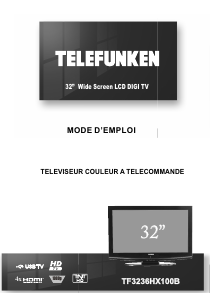 Mode d’emploi Telefunken TF3236HX100B Téléviseur LCD