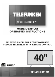 Mode d’emploi Telefunken TFL40UHD19B Téléviseur LED