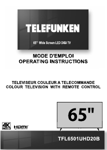 Mode d’emploi Telefunken TFL6501UHD20B Téléviseur LED