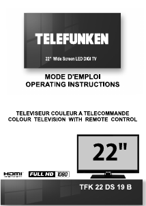 Mode d’emploi Telefunken TFK22DS19B Téléviseur LED