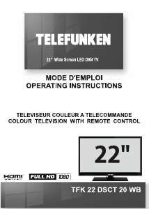 Mode d’emploi Telefunken TFK22DSCT20WB Téléviseur LED