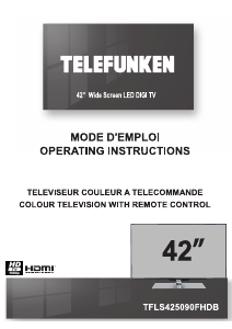 Mode d’emploi Telefunken TFLS425090FHDB Téléviseur LED