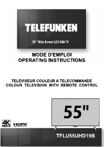 Mode d’emploi Telefunken TFLU55UHD19B Téléviseur LED