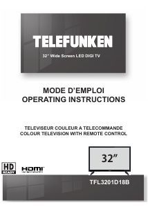 Mode d’emploi Telefunken TFL3201D18B Téléviseur LED