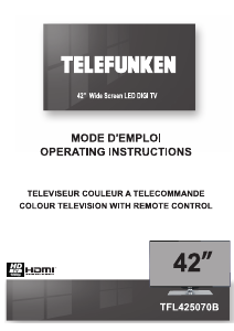 Mode d’emploi Telefunken TFL425070B Téléviseur LED