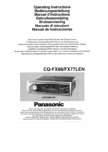 Manual Panasonic CQ-FX88LEN Car Radio