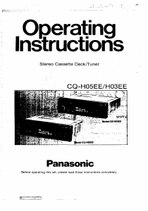 Manual Panasonic CQ-H03EE Car Radio