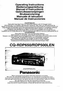 Manual Panasonic CQ-RDP500LEN Car Radio