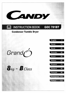 Manuale Candy GOC 781B-S Asciugatrice