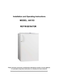 Manual Amica AK153 Refrigerator