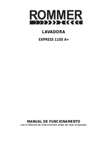 Manual de uso Rommer Express 1105 Lavadora