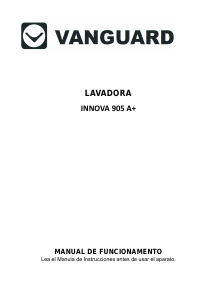 Manual de uso Vanguard Innova 905 Lavadora