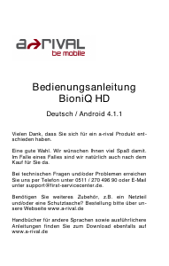 Bedienungsanleitung A-rival BioniQ HD Tablet