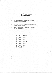 Manuale Candy PA640/1TF Piano cottura