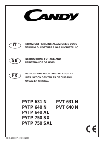 Manuale Candy PVTP640AL Piano cottura