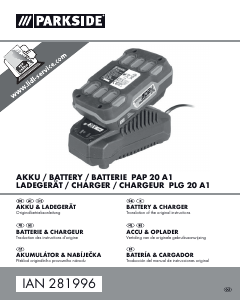 Manual Parkside PLG 20 A1 Battery Charger