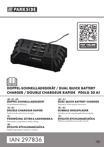 Instrukcja Parkside PDSLG 20 A1 Ładowarka akumulatorów