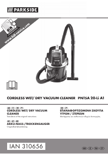 Manual Parkside PNTSA 20-Li A1 Vacuum Cleaner