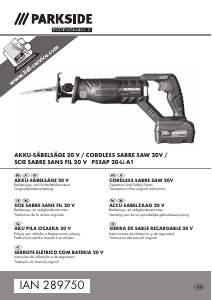 Mode d’emploi Parkside PSSAP 20-Li A1 Scie sabre