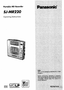 Bruksanvisning Panasonic SJ-MR220 MiniDisc-spelare