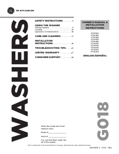 Handleiding GE GTW485ASJ3WS Wasmachine
