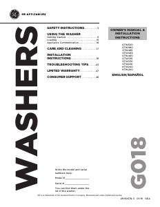 Manual de uso GE GTW490ACJ2WW Lavadora