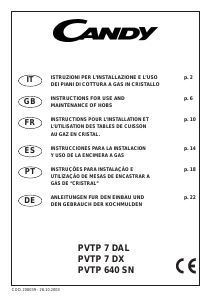 Mode d’emploi Candy PVTP7DX Table de cuisson