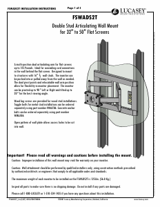 Manual Lucasey FSWADS2T Wall Mount